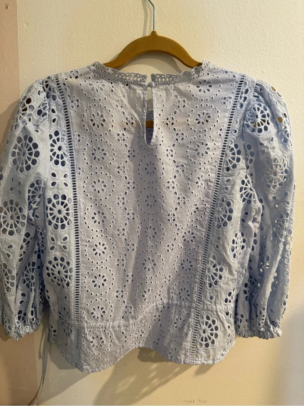 Banana Republic Light Blue Eyelet Peasant Blouse